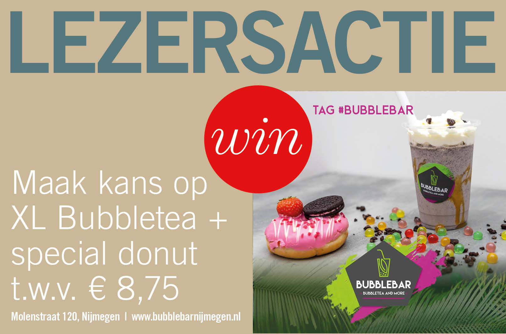 Maak kans op XL Bubbletea + special donut t.w.v. € 8,75