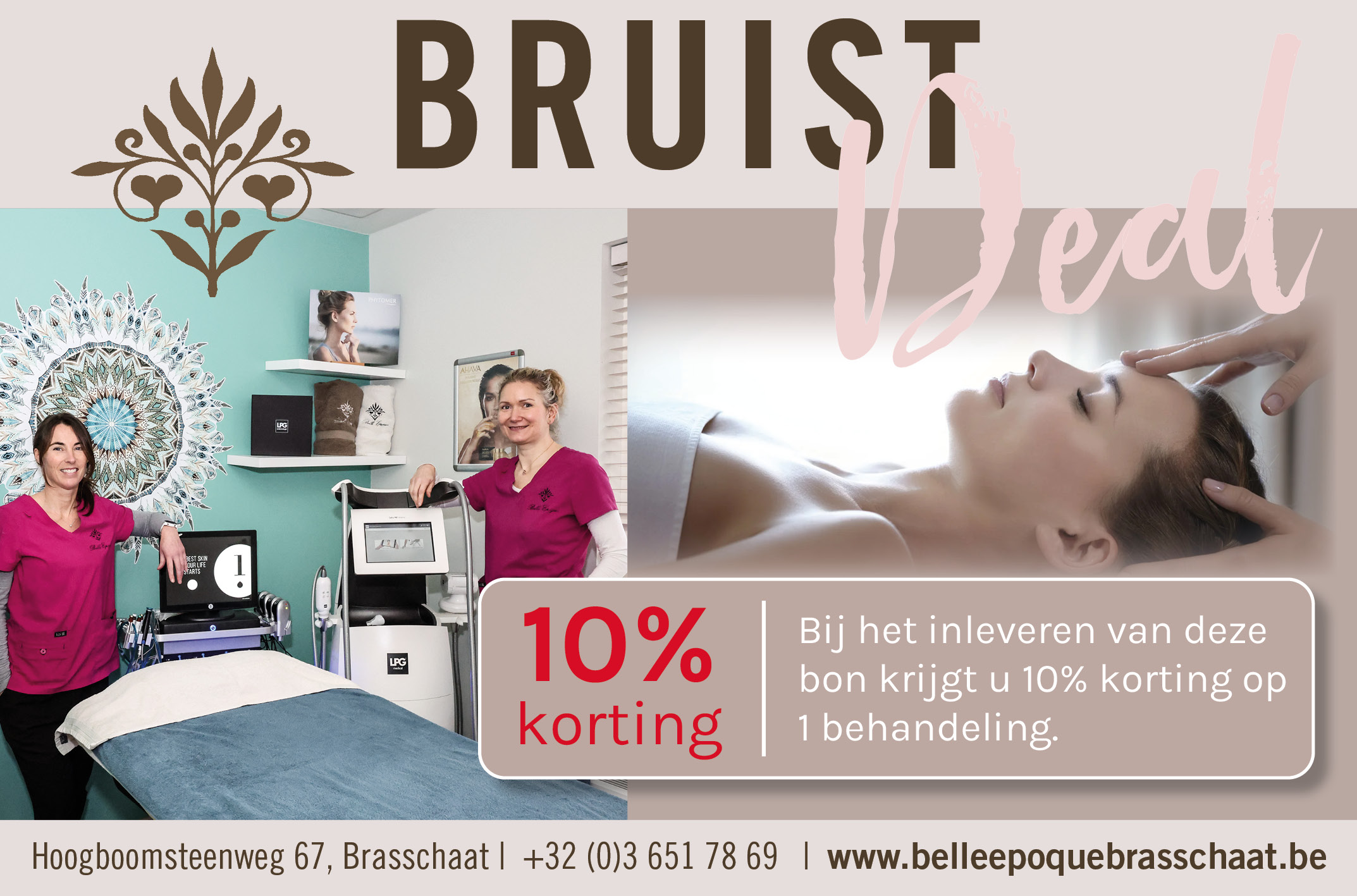 10% korting bij inlevering van de bon uit het magazine Brasschaat Bruist